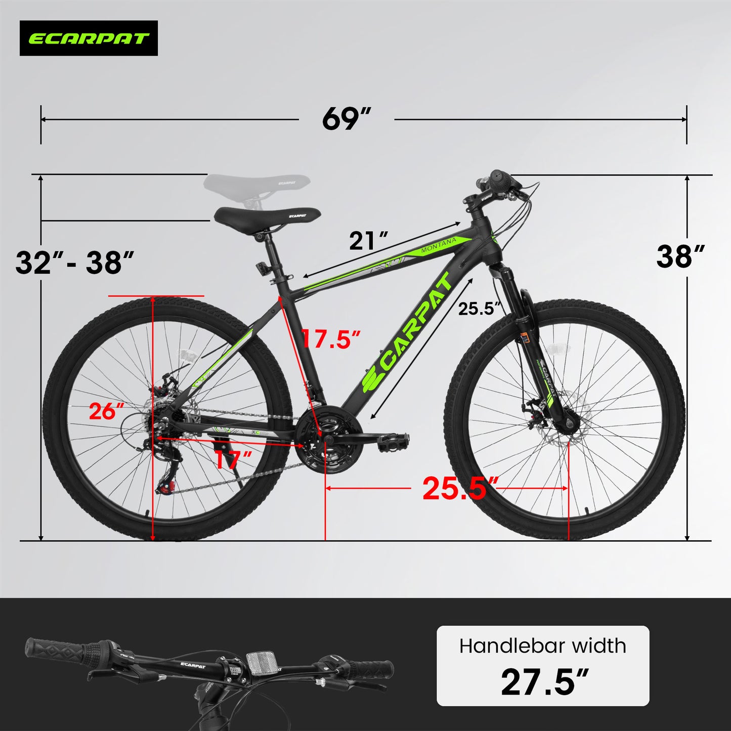 A26322 26-inch Mountain Bicycle Aluminum Frame Shock Absorbing Front Fork 21-speed Disc Brake
