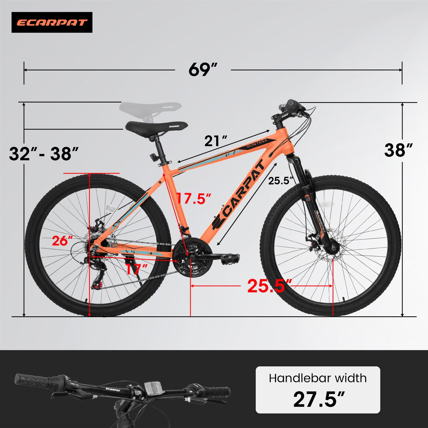 A26322 26-inch Mountain Bicycle Aluminum Frame Shock Absorbing Front Fork 21-speed Disc Brake