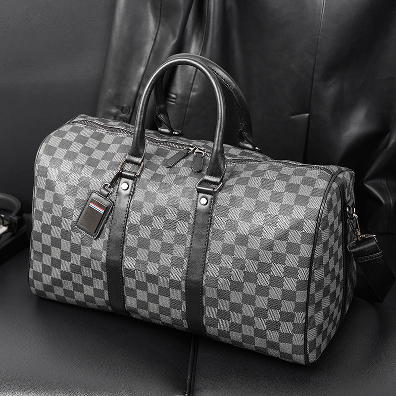 Large Capacity Short Distance Crossbody Bag Plaid Travel Handbag