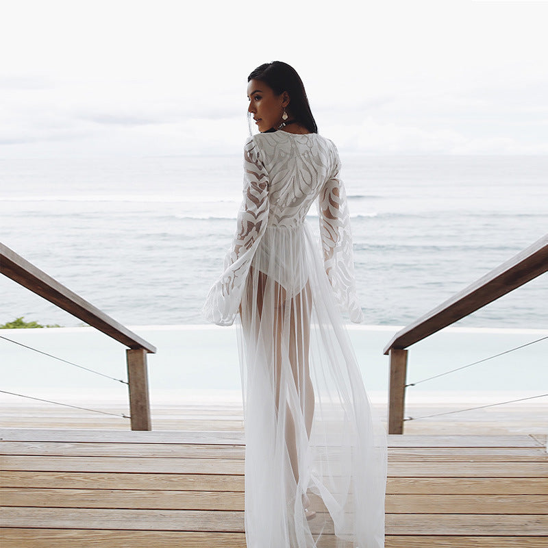 Lace beach mesh dress