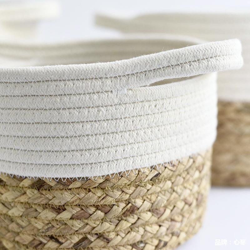 Nordic Ins Cotton Straw Woven Storage Bucket Basket Sundries Basket