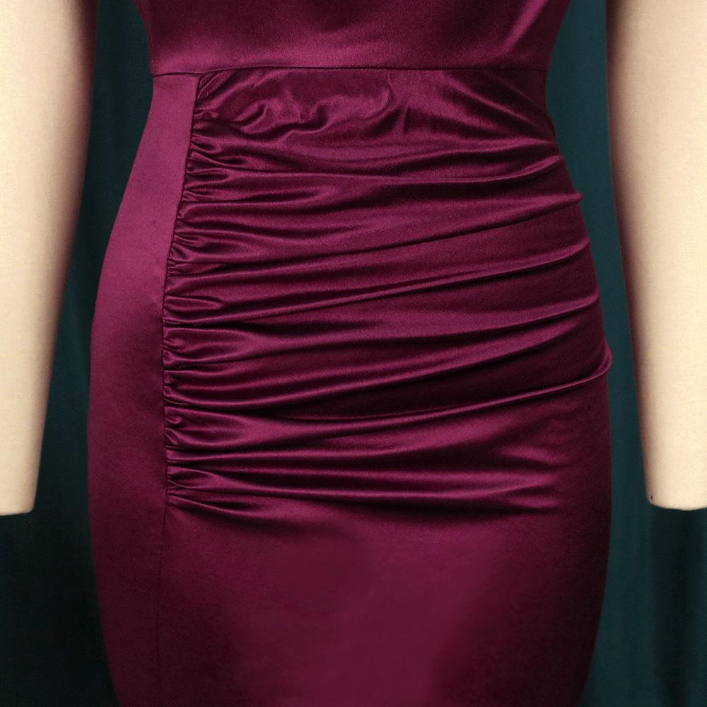 Women Dresses Summer 2025 Burgundy Green Satin Long Dress Elegant Ladies Evening Birthday Cocktail Party Pleated Gowns Outfits