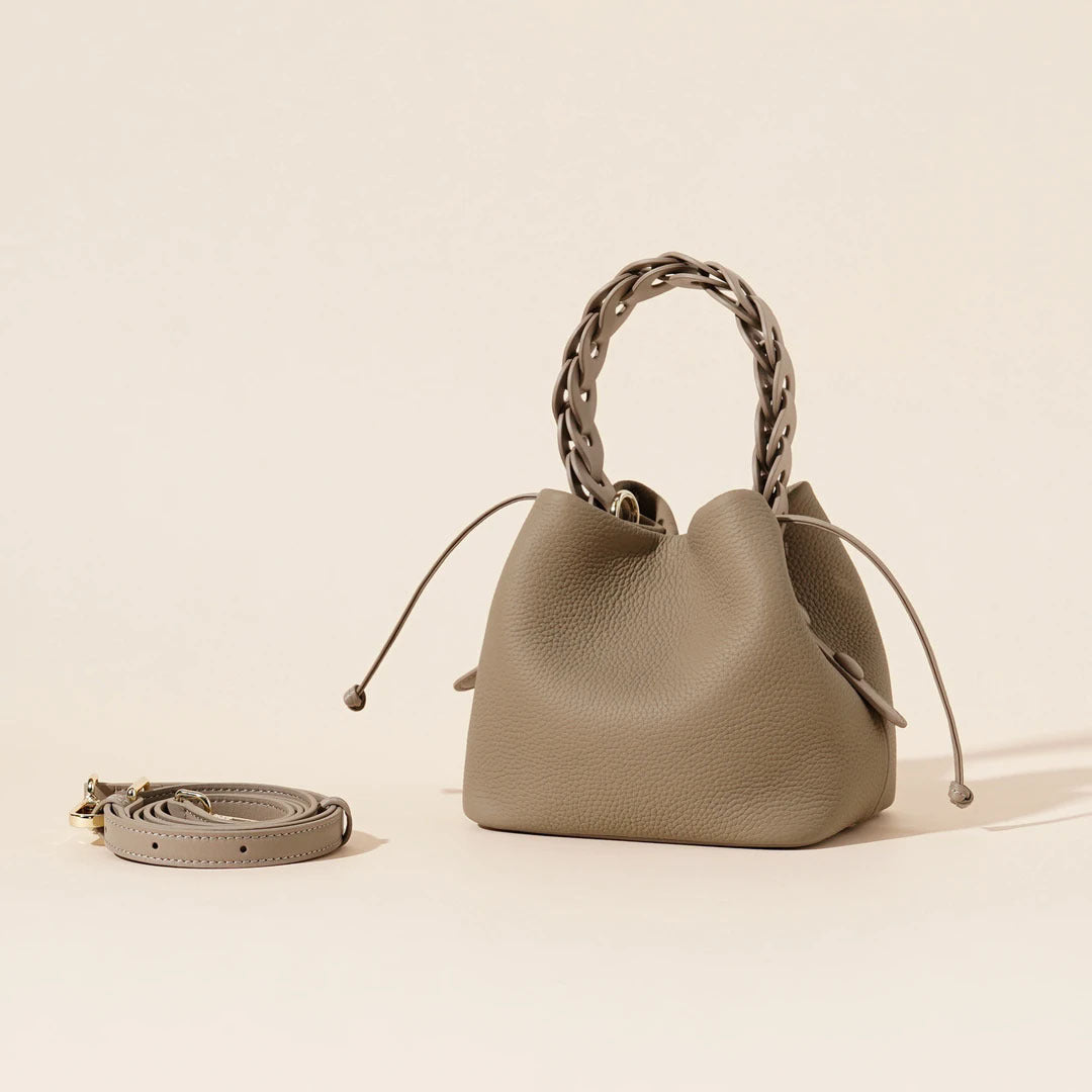 Leather One-shoulder Crossbody Vegetable Basket Bucket Bag