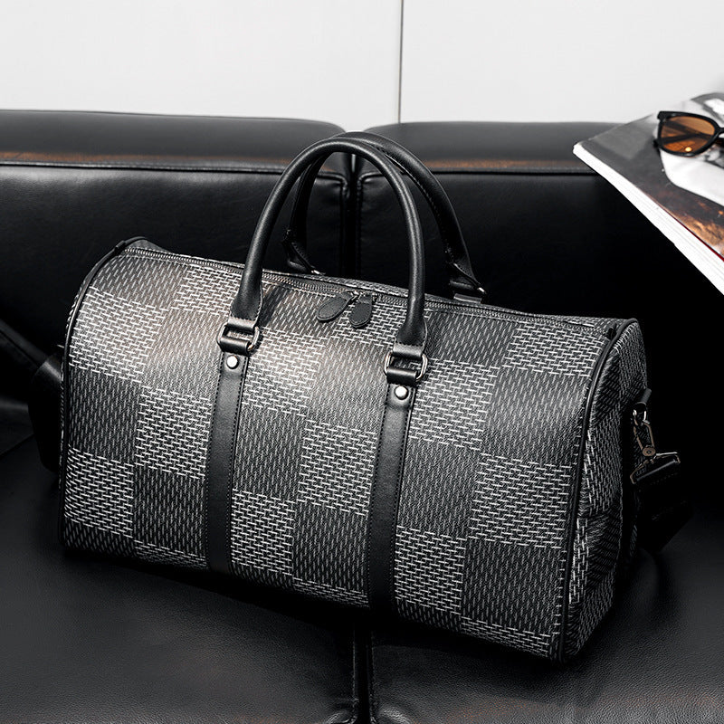 Large Capacity Short Distance Crossbody Bag Plaid Travel Handbag