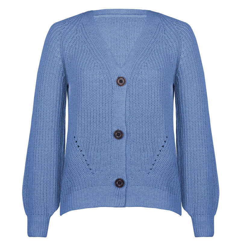 Solid button-up oversized sweater