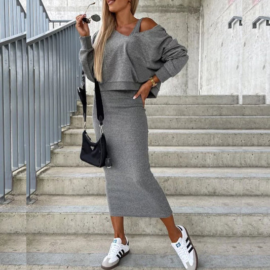 Winter New European And American Sleeveless Dress Hooded Hoodie Short Top Suit