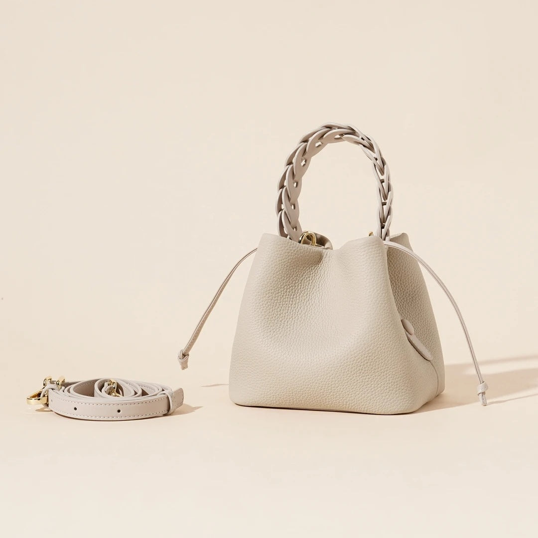 Leather One-shoulder Crossbody Vegetable Basket Bucket Bag