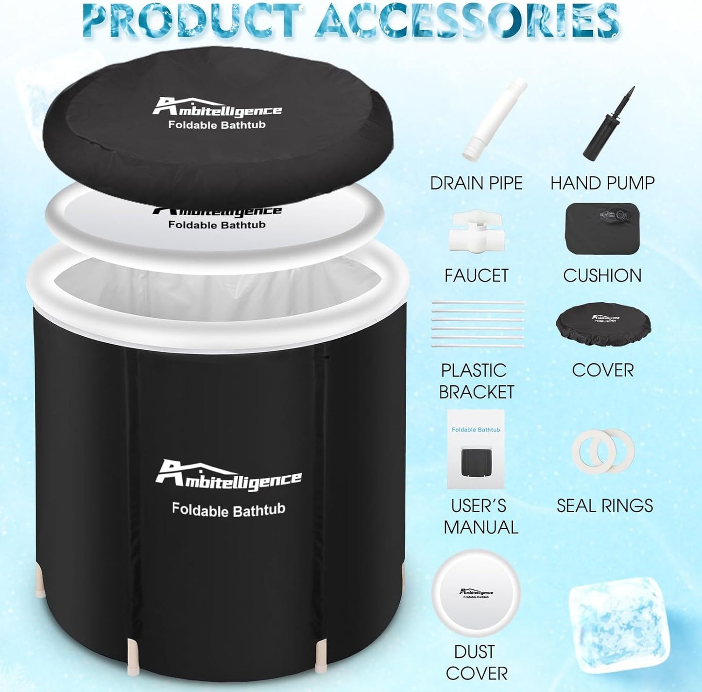 Recovery Ice Tub Foldable Bathtub Outdoor Portable Fitness Rehab Ice Tub For Athletes - Long Lasting Insulated Ice Tub, Spa Soaking Bucket