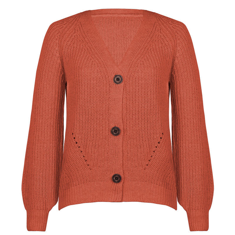 Solid button-up oversized sweater