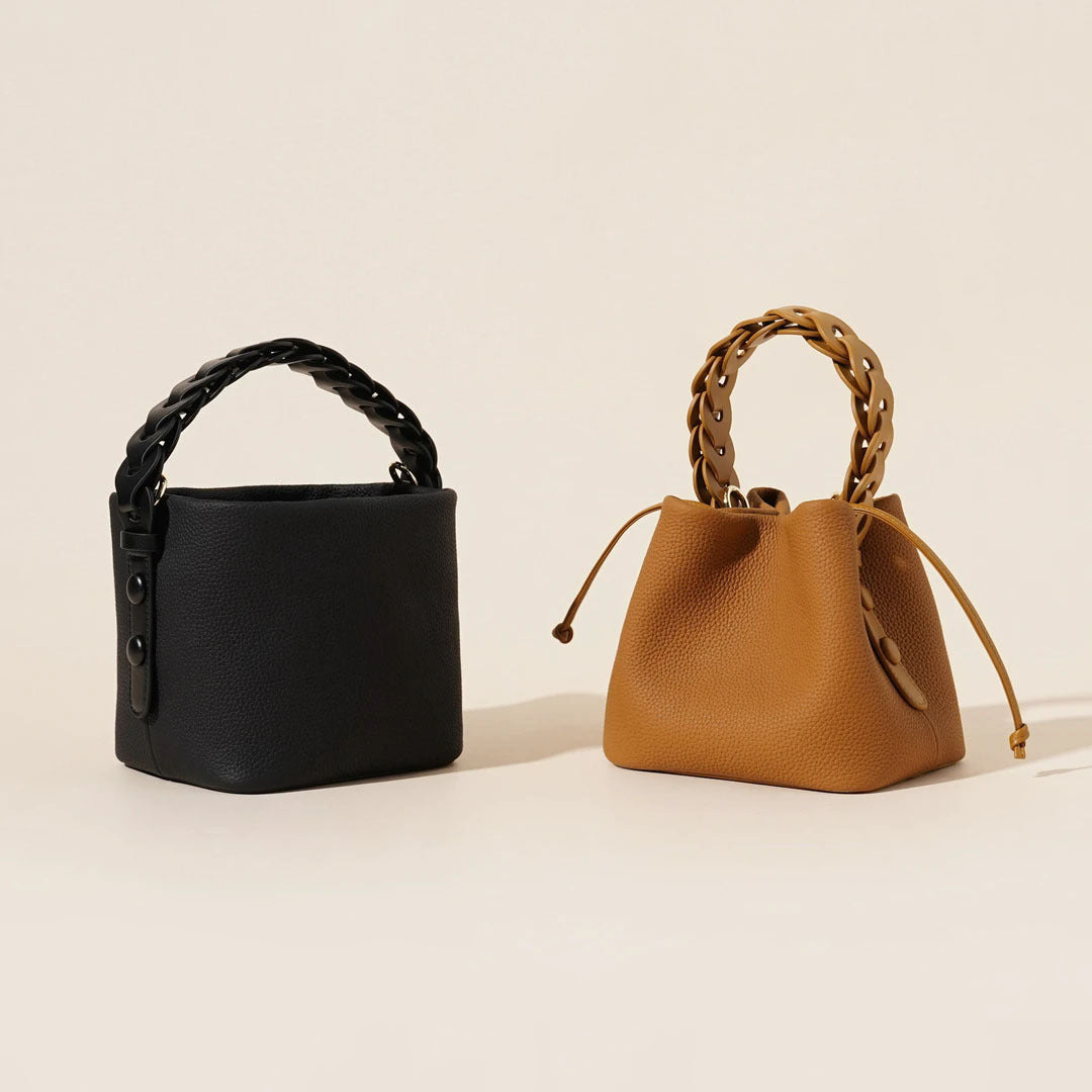 Leather One-shoulder Crossbody Vegetable Basket Bucket Bag
