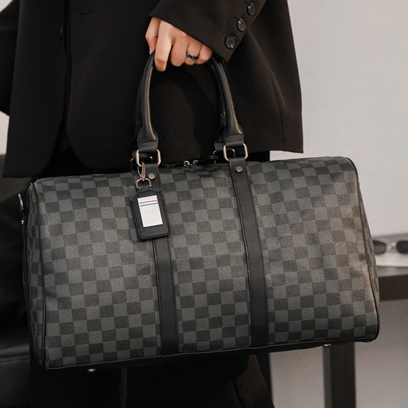 Large Capacity Short Distance Crossbody Bag Plaid Travel Handbag