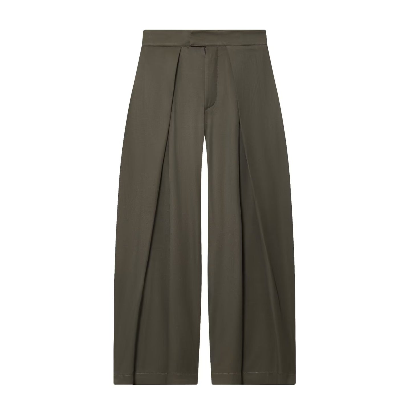 Womens Simple Loose Fitting Pleated Trousers