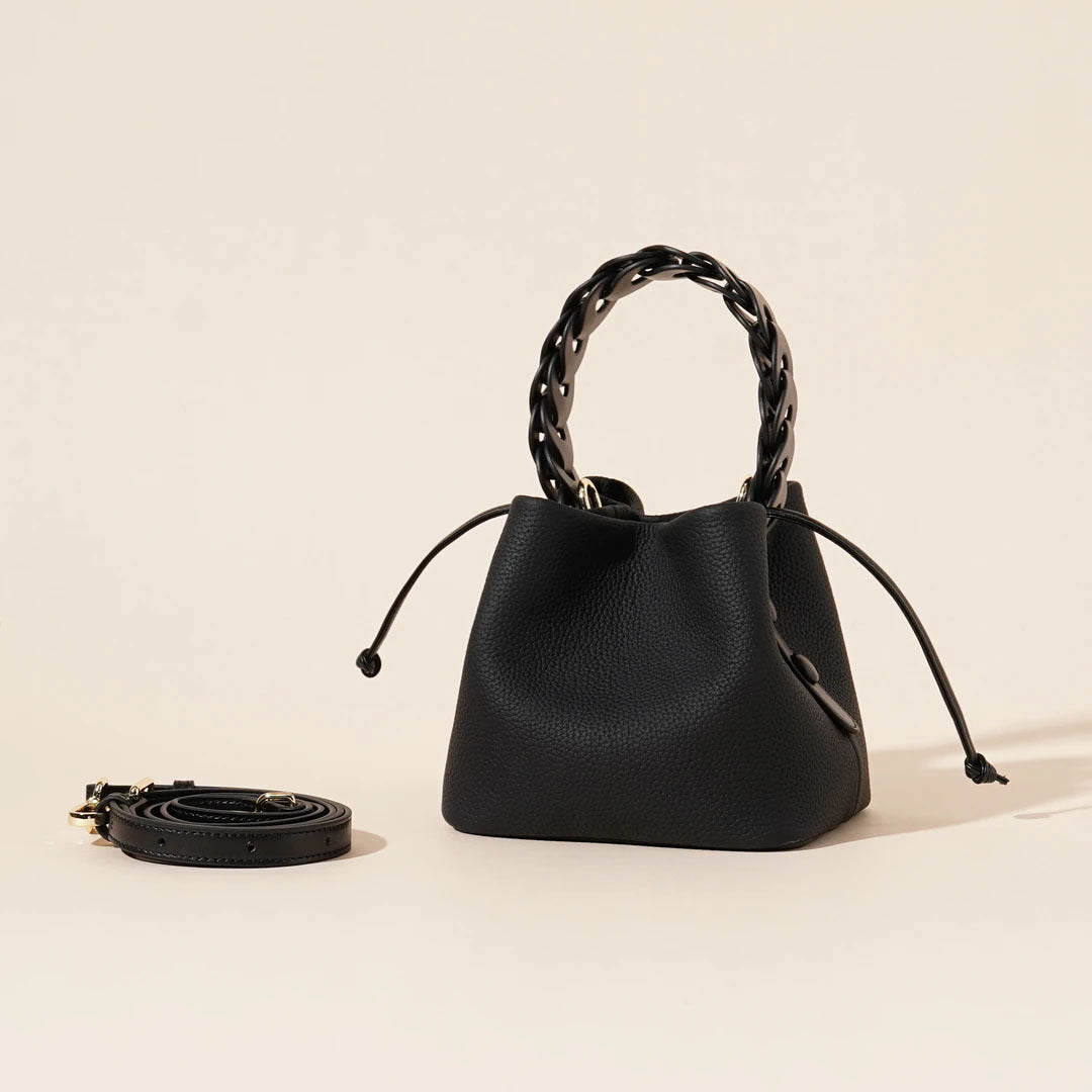Leather One-shoulder Crossbody Vegetable Basket Bucket Bag
