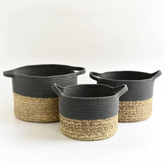 Nordic Ins Cotton Straw Woven Storage Bucket Basket Sundries Basket