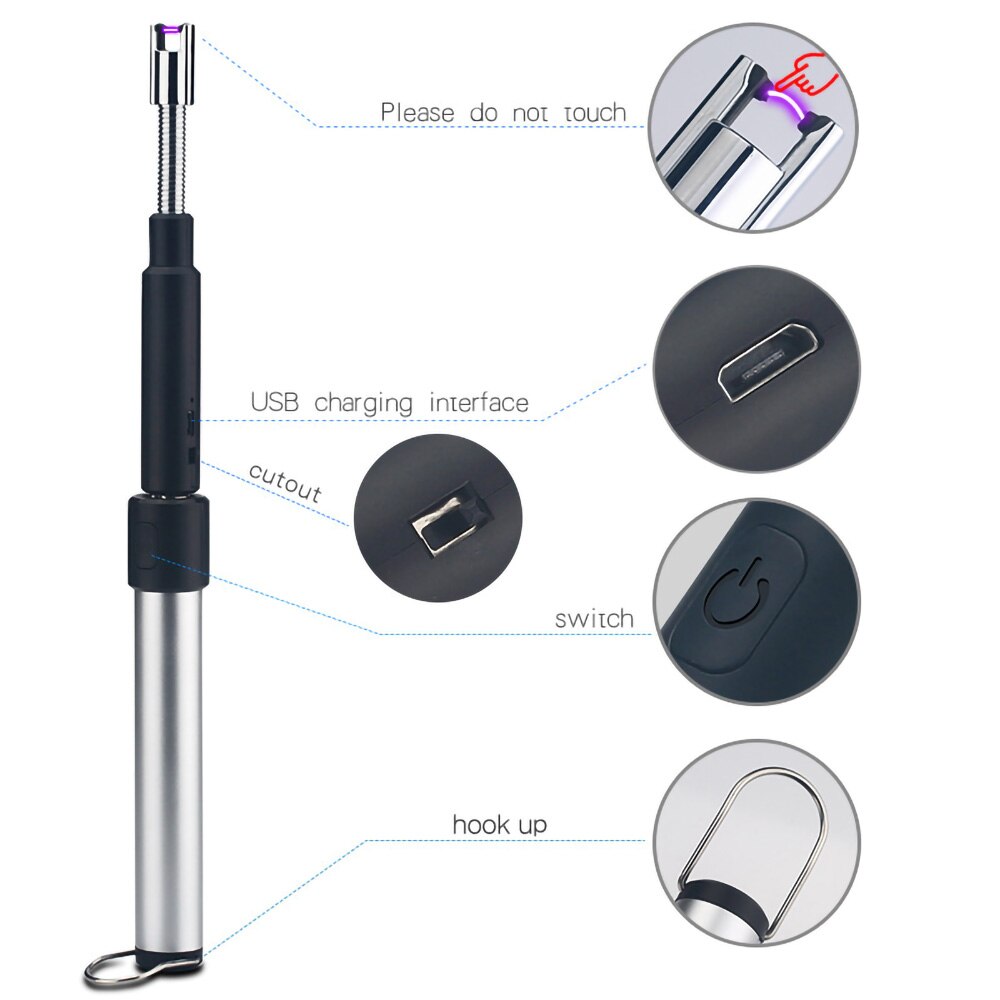 Retractable Usb Kitchen Outdoor Barbecue Camping Pulse Lighter