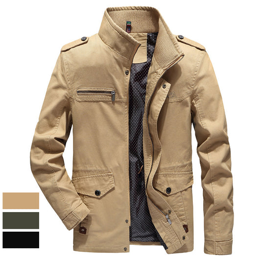 Cotton Stand-collar Mid-length Jacket
