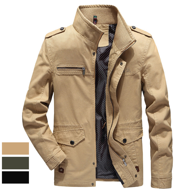 Cotton Stand-collar Mid-length Jacket