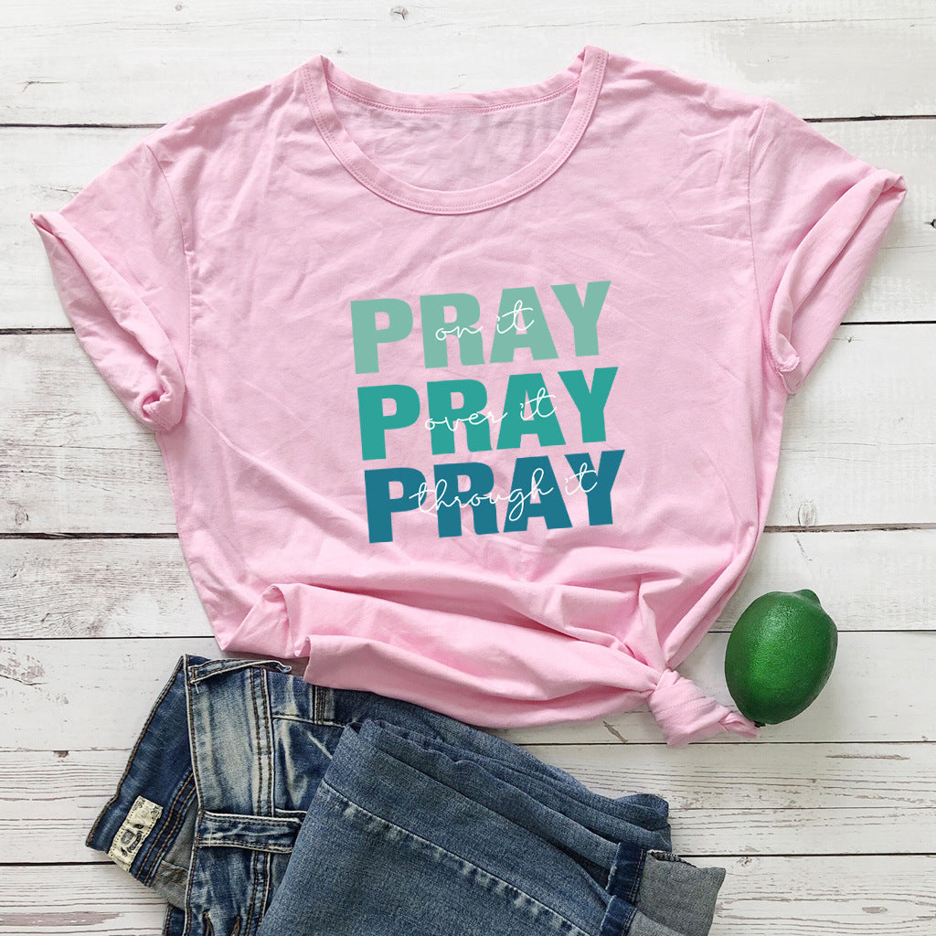 Color Letter T-Shirt For Men And Women