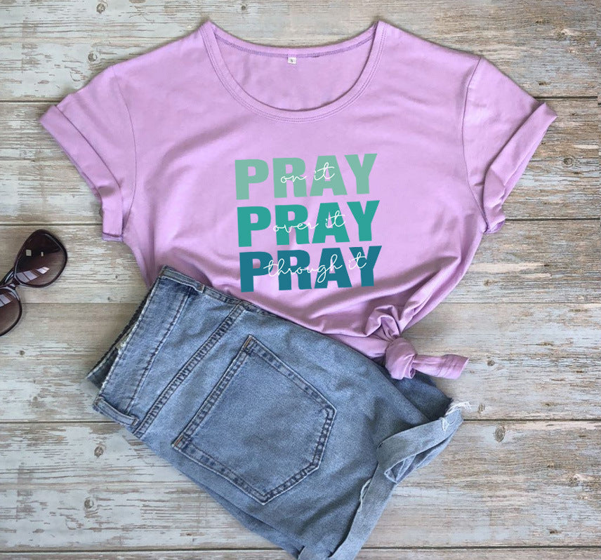 Color Letter T-Shirt For Men And Women