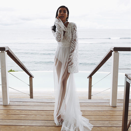 Lace beach mesh dress