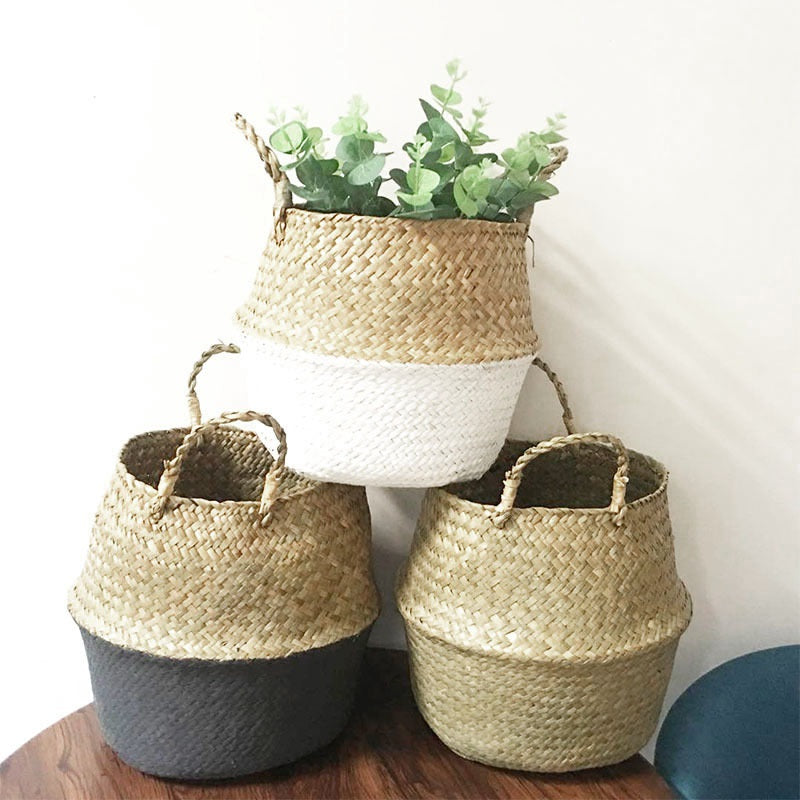 Home Living Room Hand Woven Straw Basket