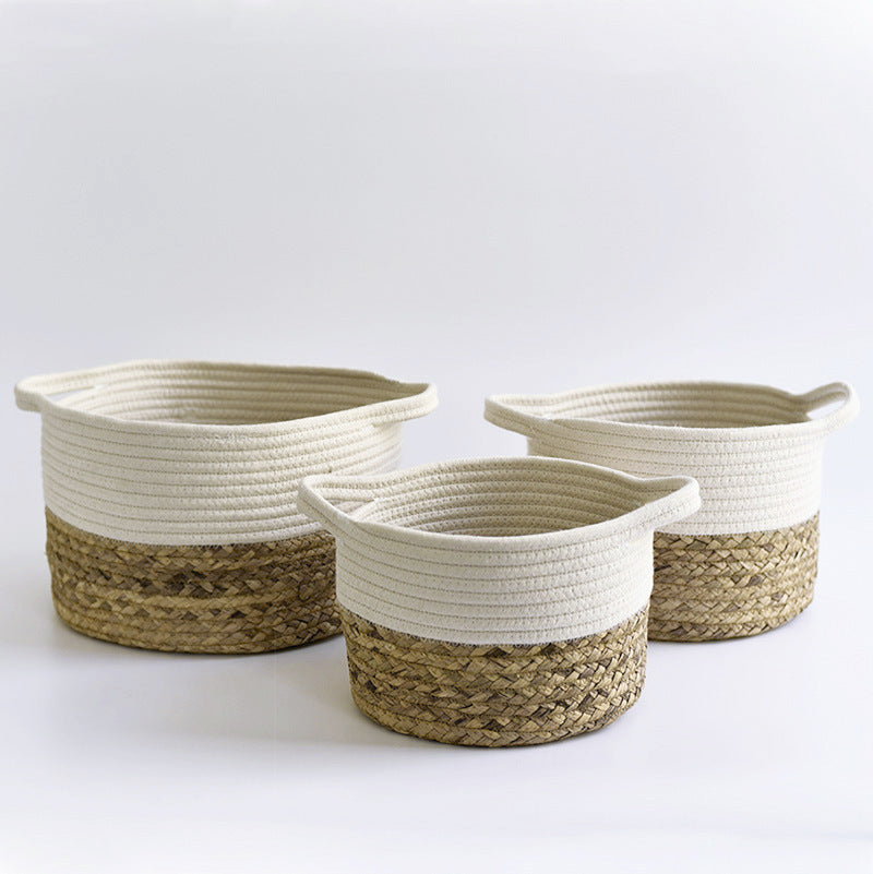 Nordic Ins Cotton Straw Woven Storage Bucket Basket Sundries Basket